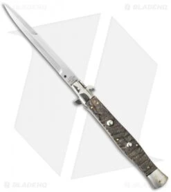 Knife Promotional Store 32 AGA Campolin 13" Picklock Automatic Italian Stiletto Ram Horn (6" Satin Bayo)