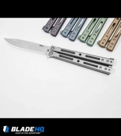 DogBite Knives DB3.1 Balisong Butterfly Knife Green Titanium (4" Stonewash) -Knife Promotional Store dogbite knives db3 1 balisong variety dl 2