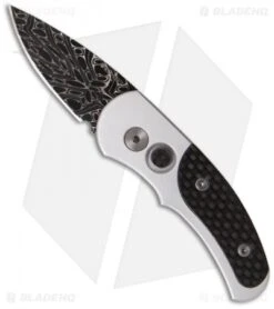 Pro-Tech Damascus Custom Runt J4 Automatic Knife W/ Carbon Fiber 4400-D