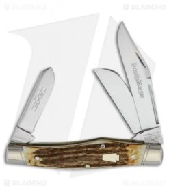 Queen Reverse Gunstock Traditional Pocket Knife 4.25" Burnt Stag